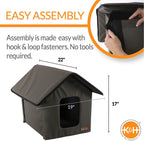 Outdoor Cat House for outside Pets, Weatherproof Outdoor Cat House for Ferals, Insulated Kitty Shelter, 2 Doors, Waterproof Removable Floor Pad, Unheated - Olive/Olive