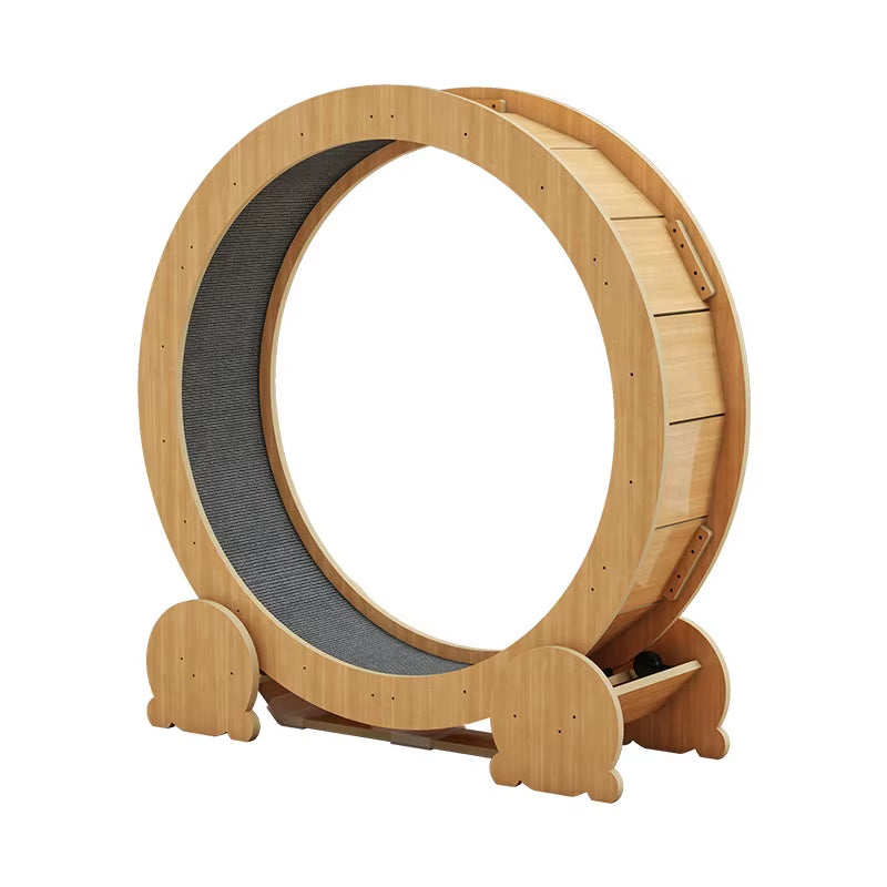 Silent Wooden Cat Exercise Wheel Indoor Multi-Level Cat Climber with Stable Base Modern Pet Fitness Equipment for Active Cats
