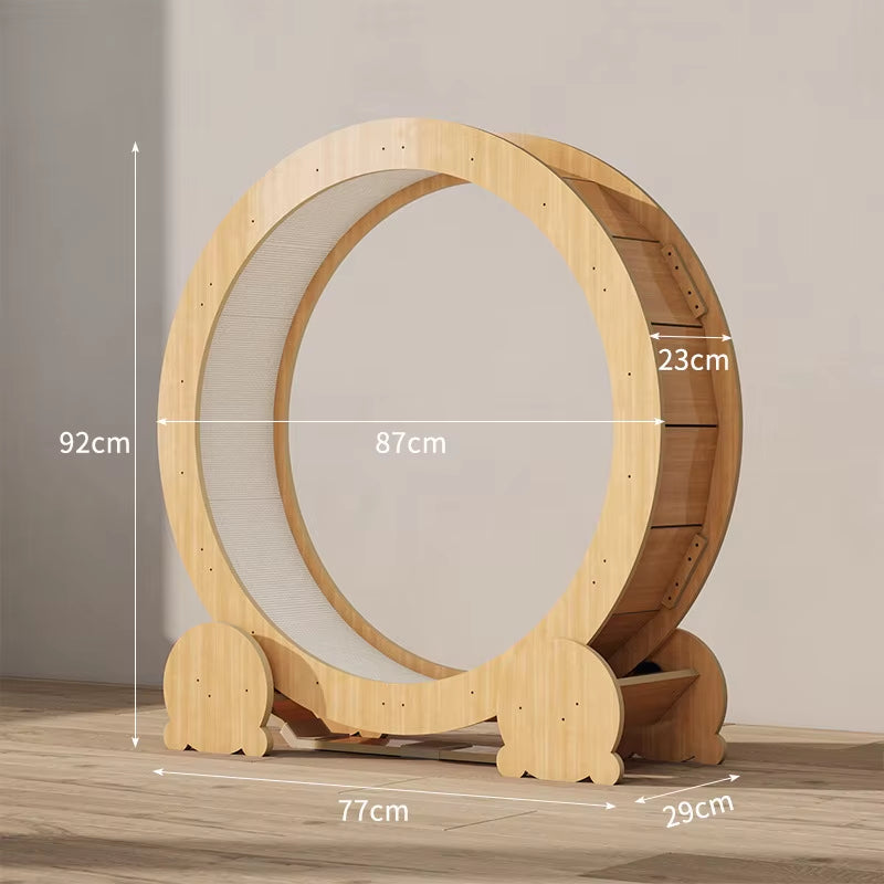 Silent Wooden Cat Exercise Wheel Indoor Multi-Level Cat Climber with Stable Base Modern Pet Fitness Equipment for Active Cats