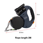 Auto Retractable Dual Dog Leash 3M with Flashlight Waste Bag Box Roulette Double-Ended Traction Rope Pet Supplies