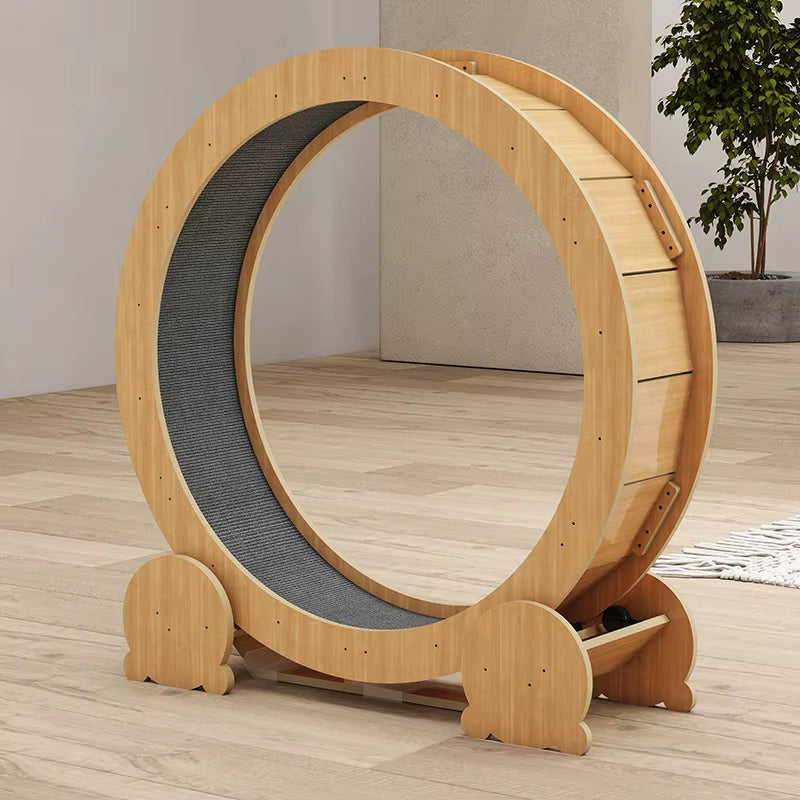 Silent Wooden Cat Exercise Wheel Indoor Multi-Level Cat Climber with Stable Base Modern Pet Fitness Equipment for Active Cats