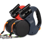 Auto Retractable Dual Dog Leash 3M with Flashlight Waste Bag Box Roulette Double-Ended Traction Rope Pet Supplies