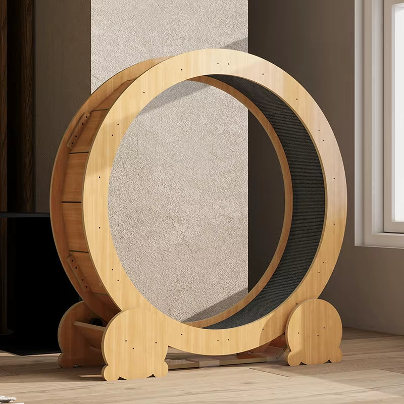 Silent Wooden Cat Exercise Wheel Indoor Multi-Level Cat Climber with Stable Base Modern Pet Fitness Equipment for Active Cats