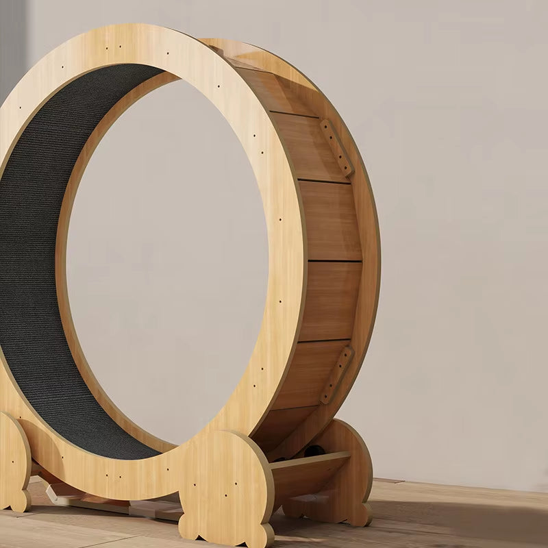 Silent Wooden Cat Exercise Wheel Indoor Multi-Level Cat Climber with Stable Base Modern Pet Fitness Equipment for Active Cats