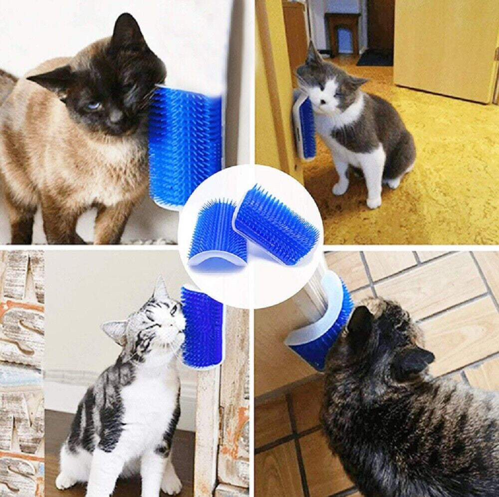 Cat Self-Groomer Brush – Wall Corner Face Scratcher & Massage Comb Tool