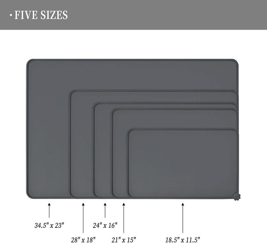 Waterproof Pet Feeding Mat with High Raised Edges, Heavier and Thicker Placemats for Cat Dog Water Bowl with BPA Free, Dogs Cats Food Mats for Messy Drinkers to Prevent Spill and Protect Floors