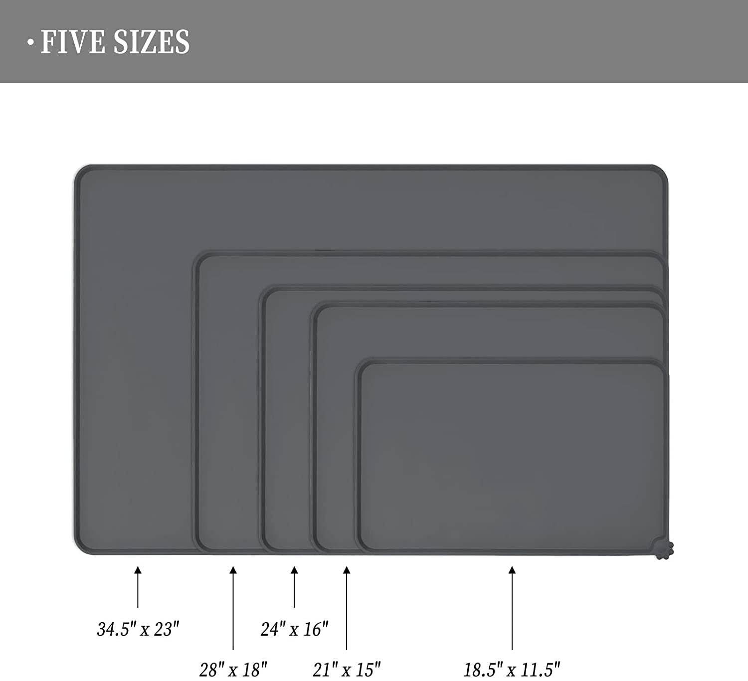 Waterproof Pet Feeding Mat with High Raised Edges, Heavier and Thicker Placemats for Cat Dog Water Bowl with BPA Free, Dogs Cats Food Mats for Messy Drinkers to Prevent Spill and Protect Floors