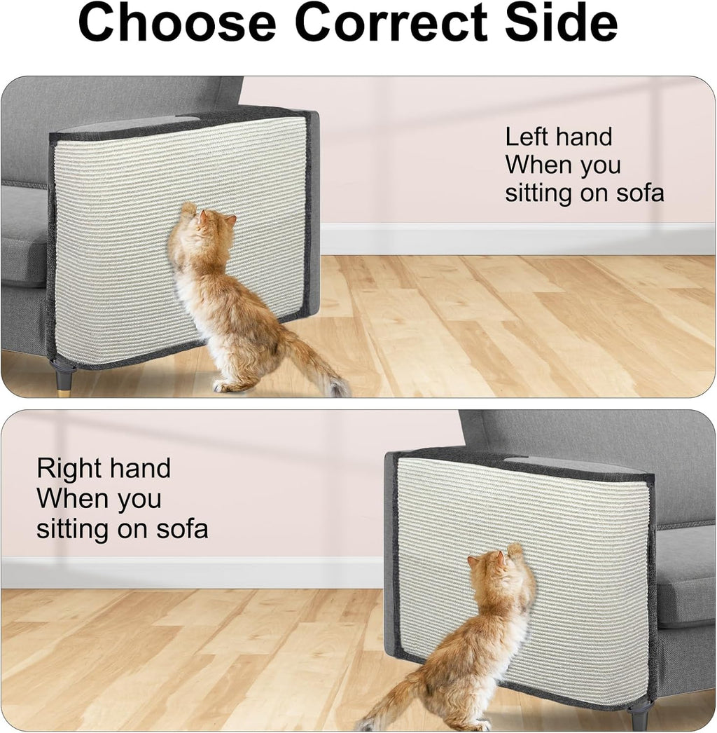 Cat Scratch Sofa Protector,Cat Scratching Couch Protector with 19.7''L*23.6''W Natural Sisal for Protecting Couch Sofa Chair (Dark Grey/Right Hand)