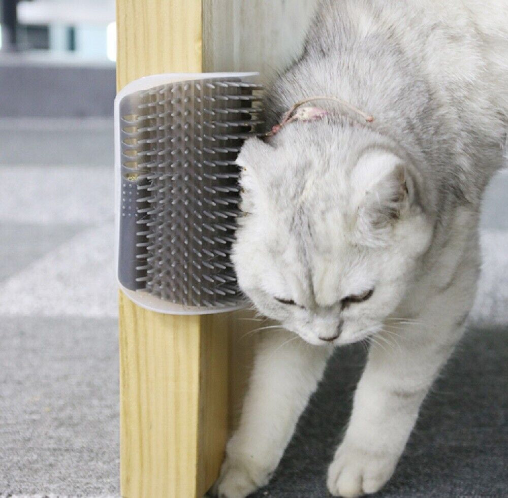 Cat Self-Groomer Brush – Wall Corner Face Scratcher & Massage Comb Tool