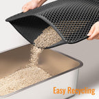 Cat Litter Mat 23"X17" Litter Box Mat, EVA Honeycomb Double Layer Design, Urine & Waterproof, Scatter Control Kitty Litter Mat, Less Waste, Easier to Clean,Washable, Black