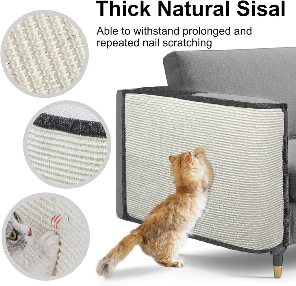 Cat Scratch Sofa Protector,Cat Scratching Couch Protector with 19.7''L*23.6''W Natural Sisal for Protecting Couch Sofa Chair (Dark Grey/Right Hand)