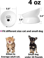 Cat Bowl anti Vomiting, Raised Food Bowls, Tilted Elevated Bowl, Ceramic Pet Food Bowl for Flat Faced Cats, Small Dogs, Protect Pet'S Spine, Dishwasher Safe (5 Inches, White)