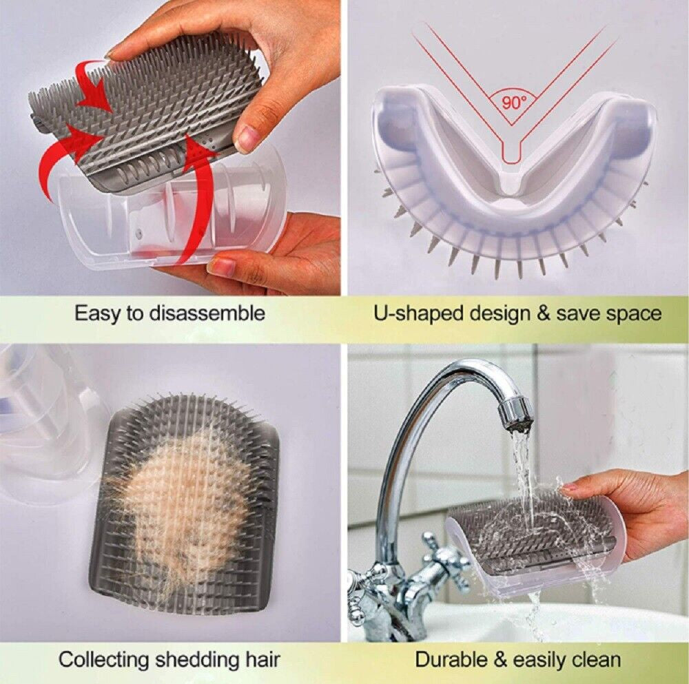 Cat Self-Groomer Brush – Wall Corner Face Scratcher & Massage Comb Tool